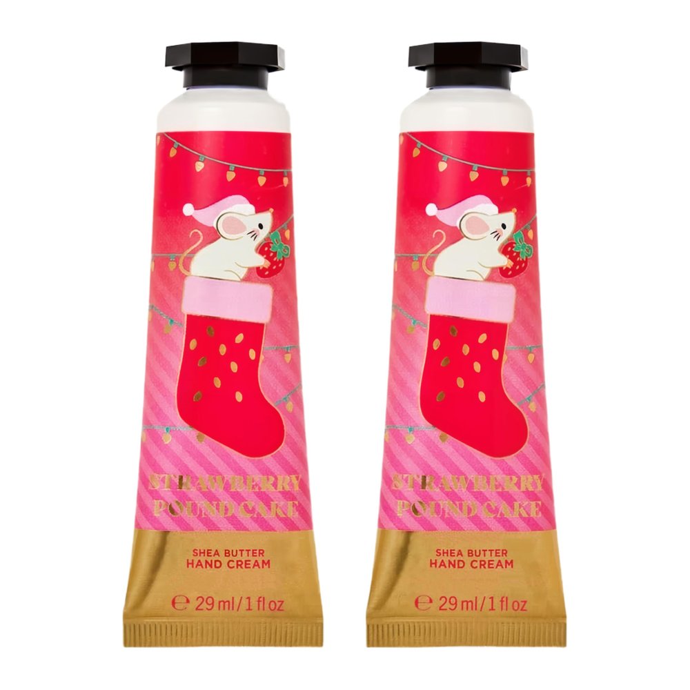 Bath and Body Strawberry Pound Cake Shea Butter Hand Cream | Set of 2 (1 Oz Each)