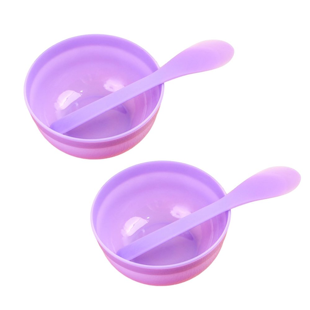 BFLCTTBD 2 Pairs Mask Mixing Bowl Esthetician Facial Spoon Spatula Skin Care Mixing Tools Cosmetic Mix Bowl DIY Facial Mask Kit Purple