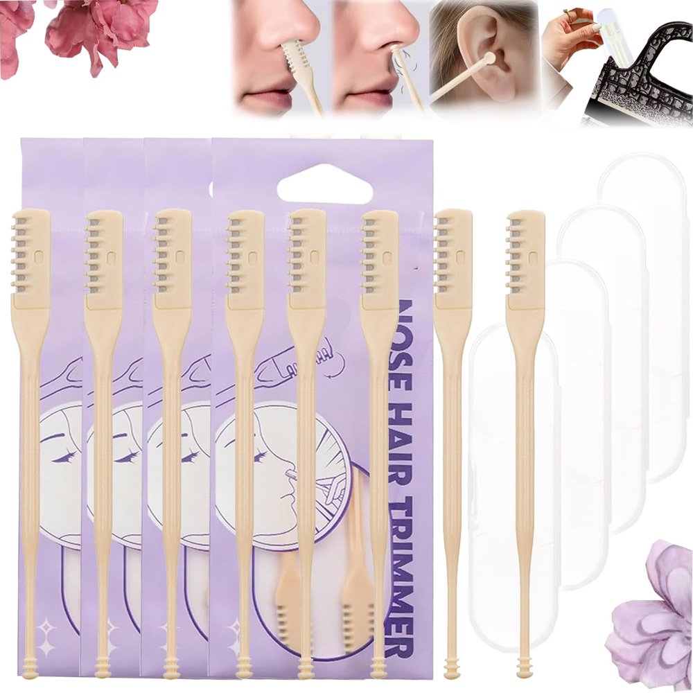LSQYLX Bloame Nose Hair Trimmer, 2-in-1 Nasal Hair Cutter, Bloame Nose Trimmer, Double Head Nostril Hair Remover Tool, 360Rotating Nose Hair Trimmer with Ear Picker, for Men Women (8 PCS, 1 Side)