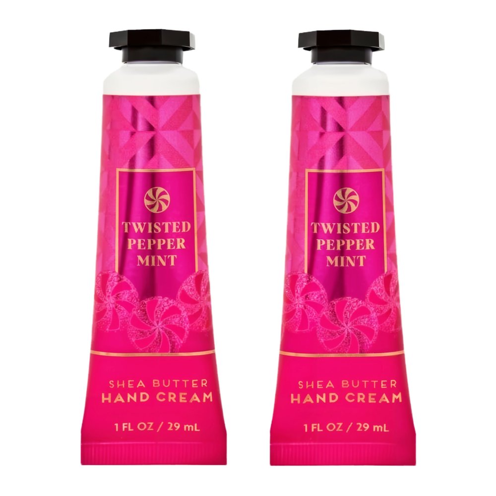 Bath and Body Twisted Peppermint Shea Butter Hand Cream | Set of 2 (1 Oz Each)