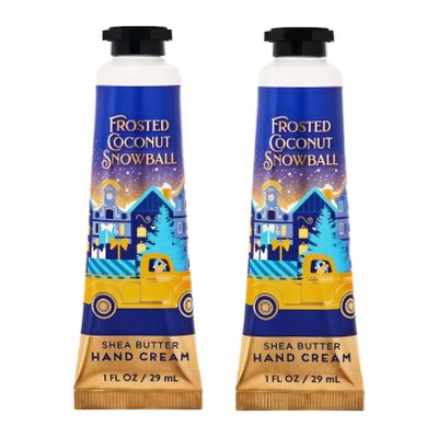 Bath and Body Shea Butter Hand Cream | Holidy Sent | Set of 2 (1 Fl Oz, Frosted Coconut Snowball)