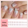 24pcs Glitter Press on Nails Short Square Cute Pink Fake Nails Glossy Stick on Nails Full Cover Acrylic Nails for Women Girl Nail Design Decoration view 2