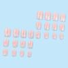 24pcs Glitter Press on Nails Short Square Cute Pink Fake Nails Glossy Stick on Nails Full Cover Acrylic Nails for Women Girl Nail Design Decoration view 4