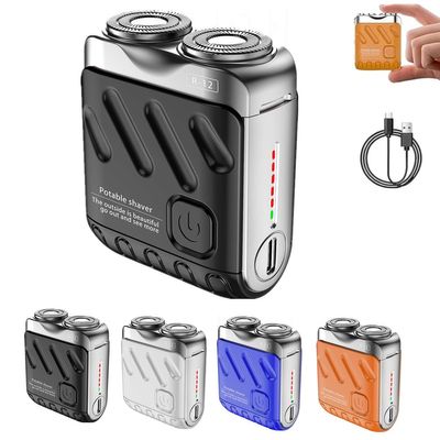 Electric Mini Portable Razor Luggage Design for Men,Double-Ring Magnetic Cutter Waterproof Pocket Shaver,R-12 Dry and Wet Shaving Rechargeable Portable Travel Shaver for Travel Office Business Trip