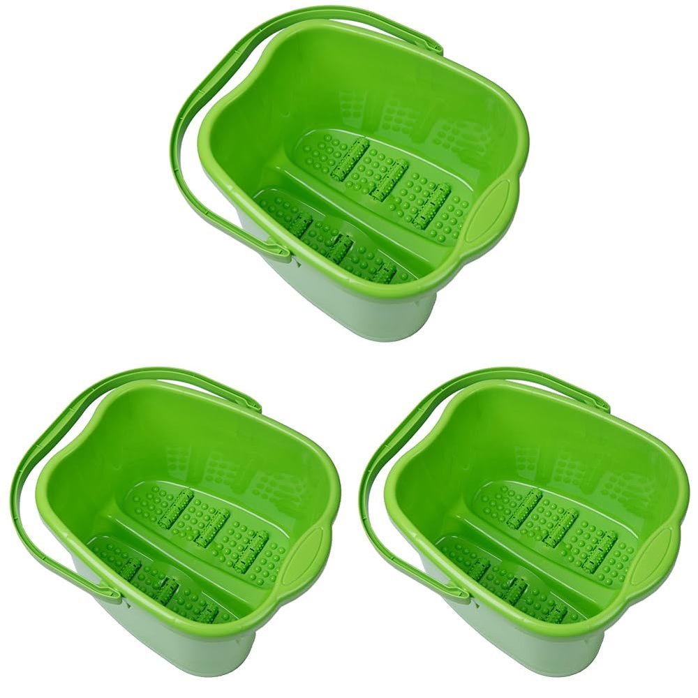 Basicwise Foot Massage Spa Bath Bucket (Small), Green, (QI003438) (Pack of 3)