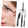 FOMIYES 3sets Stainless Steel Eyebrow Grooming Kit Brush Tweezers Razor Scissors for Women Men Travel for Outdoor view 2