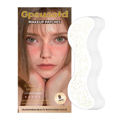 Gpsuootd Makeup Patches,8pcs Gold Sparkle Freckles,Face Makeup Patches,Glitter Freckles Face Tattoo (8PCS Gold Glitter Freckles-003)