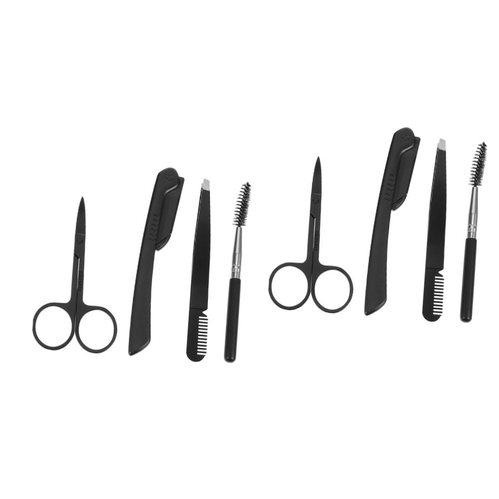 NOLITOY 2sets Complete Eyebrow Shaping Trimmer Scissors Tweezers Brush Razor for Long Eyebrows