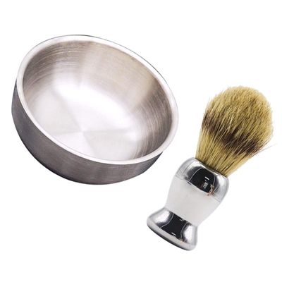 NOLITOY 2pcs Professional Men s Shaving Brush Set with Stainless Steel Soap Bowl for Wet Shaving Includes Durable Brush and Bowl for Superior Grooming Experience