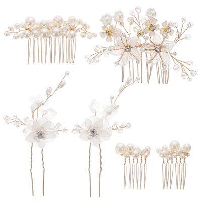 Baluue 6pcs Wedding Hair Combs and Hairpins Elegant Bridal Accessories for Stunning Hairstyles Floral and Vintage Design for Brides and Bridesmaids