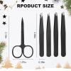 5-Pack Stainless Steel Tweezers Set for Women with Curved Scissors, Great Precision for Facial Hair Removal and Splinter Removal, Stocking Stuffer for Women view 2