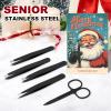 5-Pack Stainless Steel Tweezers Set for Women with Curved Scissors, Great Precision for Facial Hair Removal and Splinter Removal, Stocking Stuffer for Women view 3