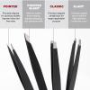 5-Pack Stainless Steel Tweezers Set for Women with Curved Scissors, Great Precision for Facial Hair Removal and Splinter Removal, Stocking Stuffer for Women view 4