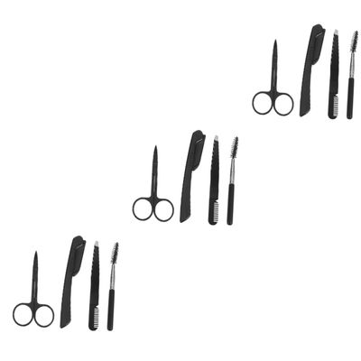 FRCOLOR 3sets Complete Eyebrow Care Kit Trimmer Scissor Clip Tweezers Brush Quality Materials for Easy Grooming