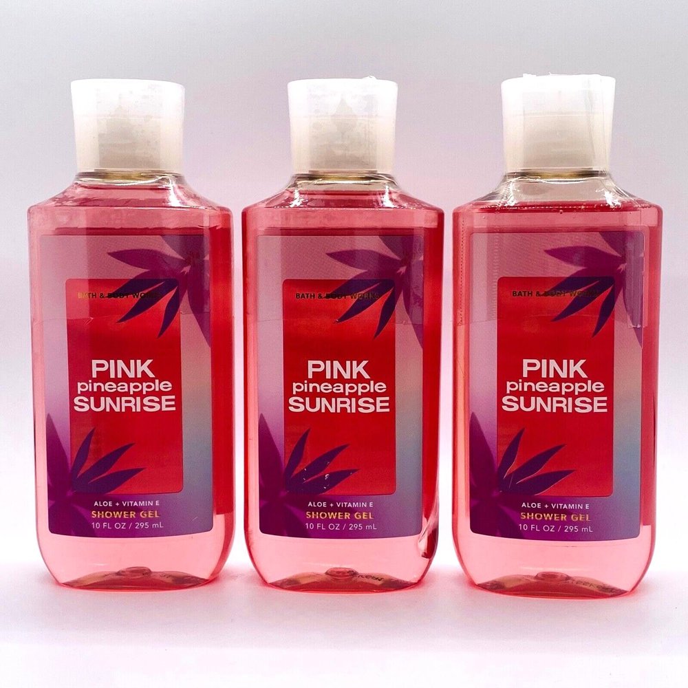 3 Pink Pineapple Sunrise bath Body Shower Gel body wash 10 oz