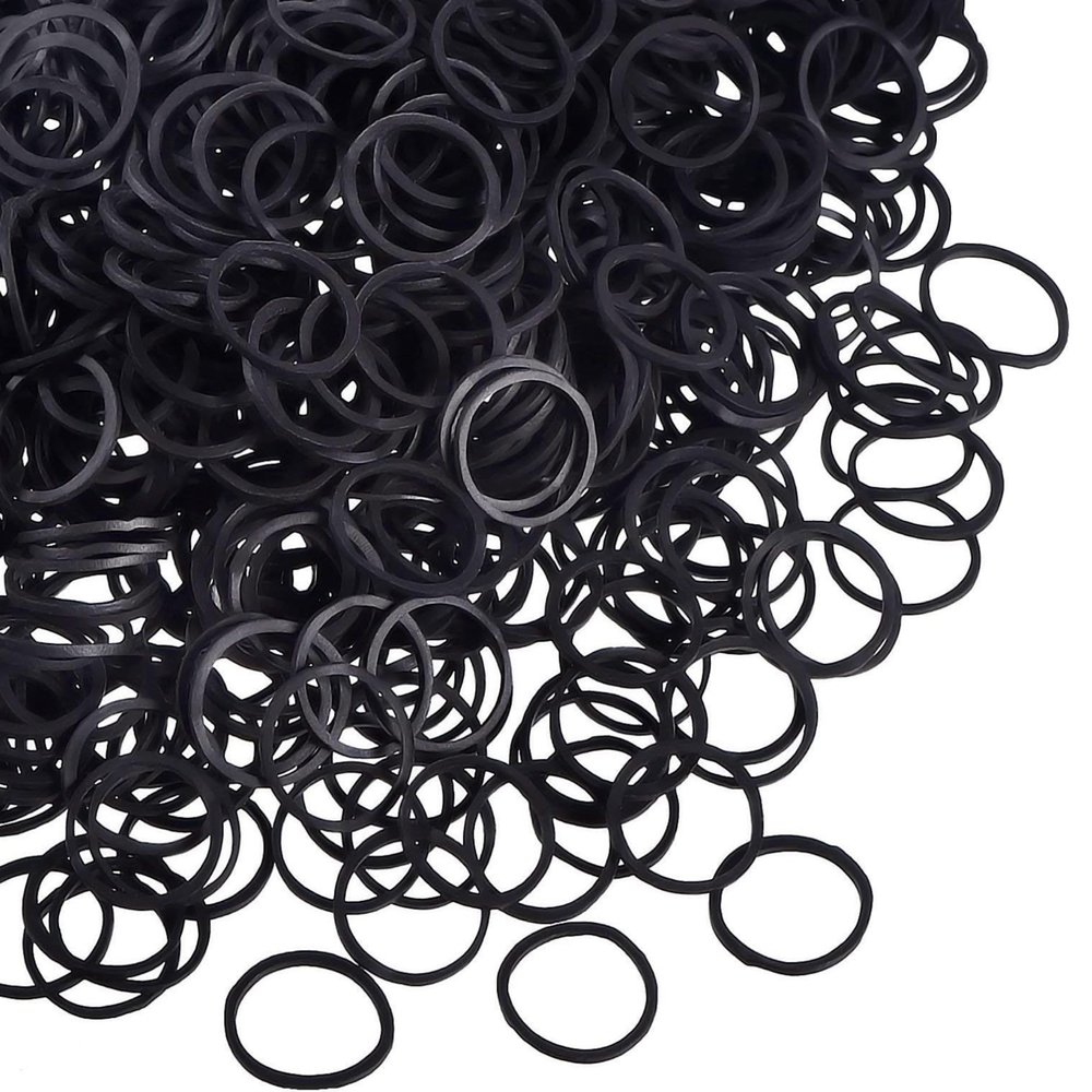 Mini Rubber Bands for Hair Braids, 1.5 cm, 1000 Count, Black