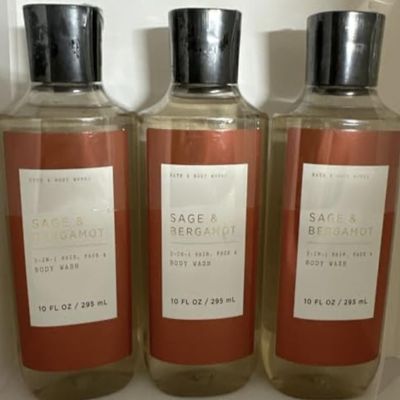 3 SAGE & BERGAMOT BATH BODY SHOWER GEL BODY WASH 10 oz