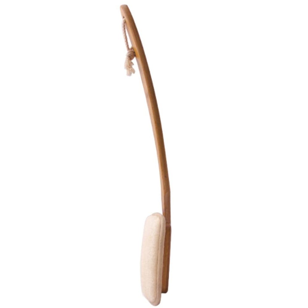 Removable Long-Handled Shower Brush, Ergonomic Crank Bath Brush for Exfoliation, Household Back Scrubbing Brush Made of Loofah Material(19.7inches*3)