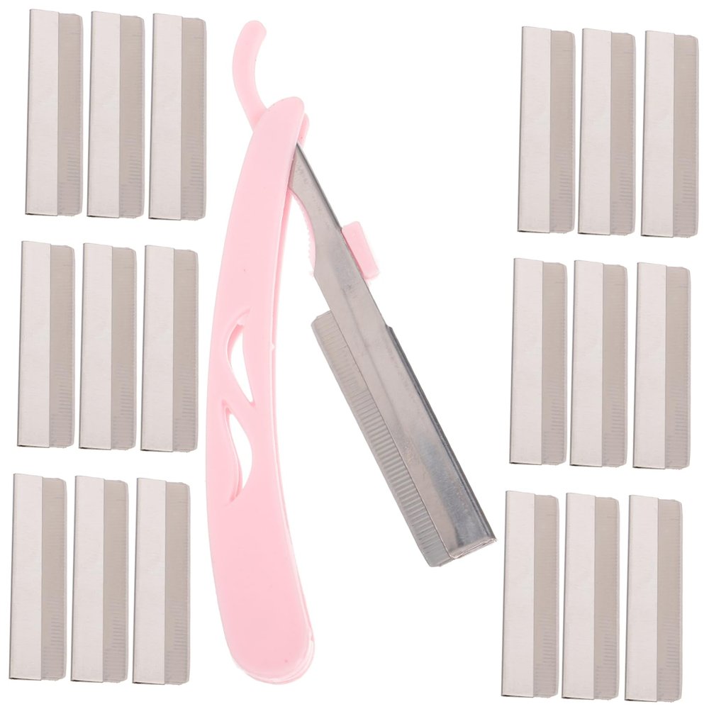 NOLITOY 1set Stainless Steel Eyebrow Trimmer Kit Facial Hair Grooming Tool Replacement Blades Lightweight and Portable Eyebrow Razor for Easy and Facial Hair Removal