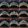 XMKJCHA Hair Jewelry Crown Tiaras for Women Baroque Elegant Green Crystal Crown Bride Tiara Women Wedding Princess Queen Rhinestone Headpiece Hair Jewelry Accessories (Color : Green gold-15) view 2
