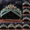 XMKJCHA Hair Jewelry Crown Tiaras for Women Baroque Elegant Green Crystal Crown Bride Tiara Women Wedding Princess Queen Rhinestone Headpiece Hair Jewelry Accessories (Color : Green gold-15) view 4