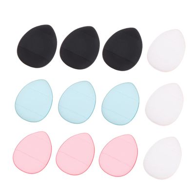 FRCOLOR 12pcs Mini Makeup Powder Puff Dual Use Cream Applicator for Foundation Concealer and Loose Comfortable Sponges Black Blue Pink and White Beauty Tools for All Skin Types