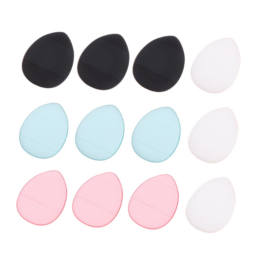FRCOLOR 12pcs Mini Makeup Powder Puff Dual Use Cream Applicator for Foundation Concealer and Loose Comfortable Sponges Black Blue Pink and White Beauty Tools for All Skin Types