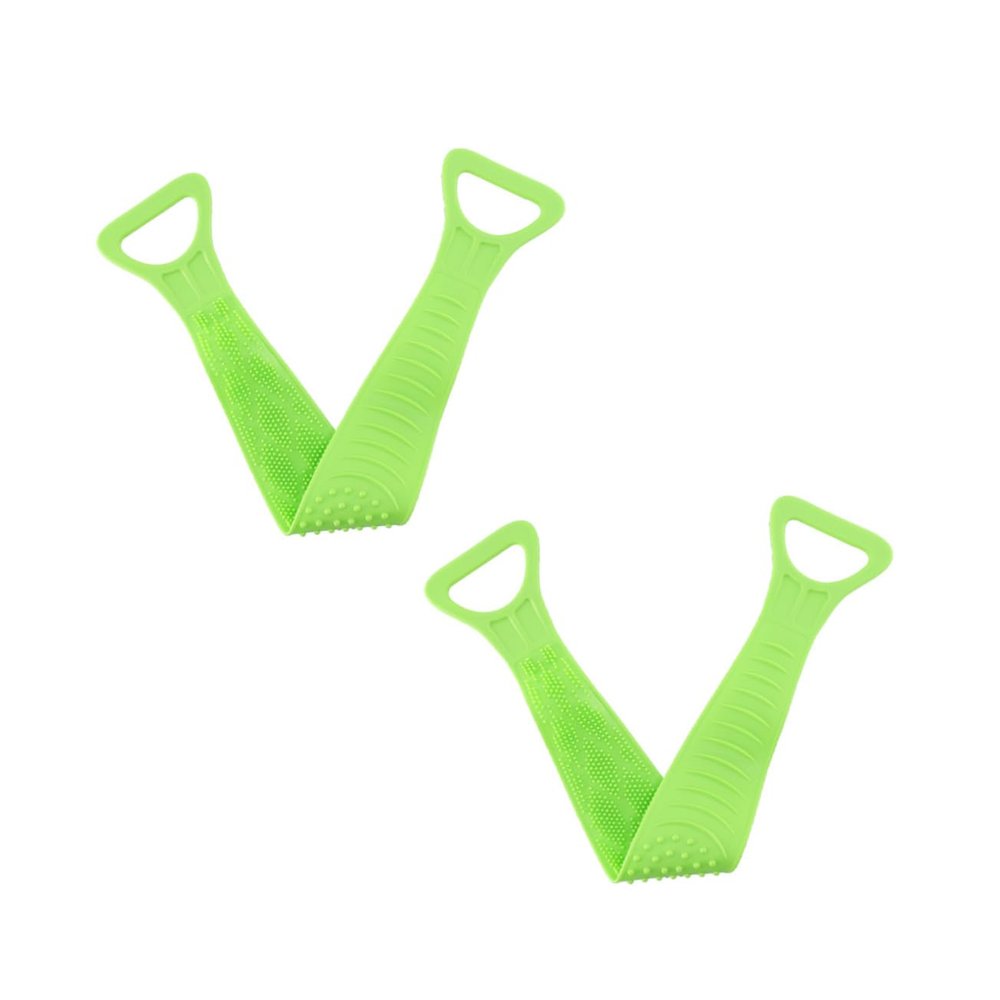 FRCOLOR 2pcs Silicone Rubbing Towel Long Exfoliating Bath Towel for Deep Cleaning Back Neck Shoulders Portable and Durable Shower Tool for Daily Use Green Large