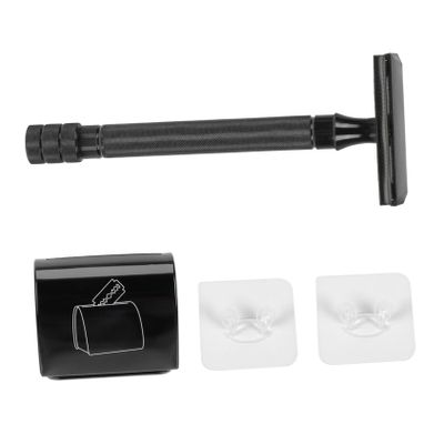 PAMINGONO Double-sided Manual Razor Set for Men Vintage Shaver with Beard Trimming Tool Sturdy Stand Blade Recycling Box Lightweight Design for Easy Carrying Father Day