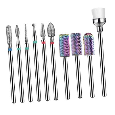 10pcs Manicure Drill Bit Set Tungsten Steel Emery Grinding Heads