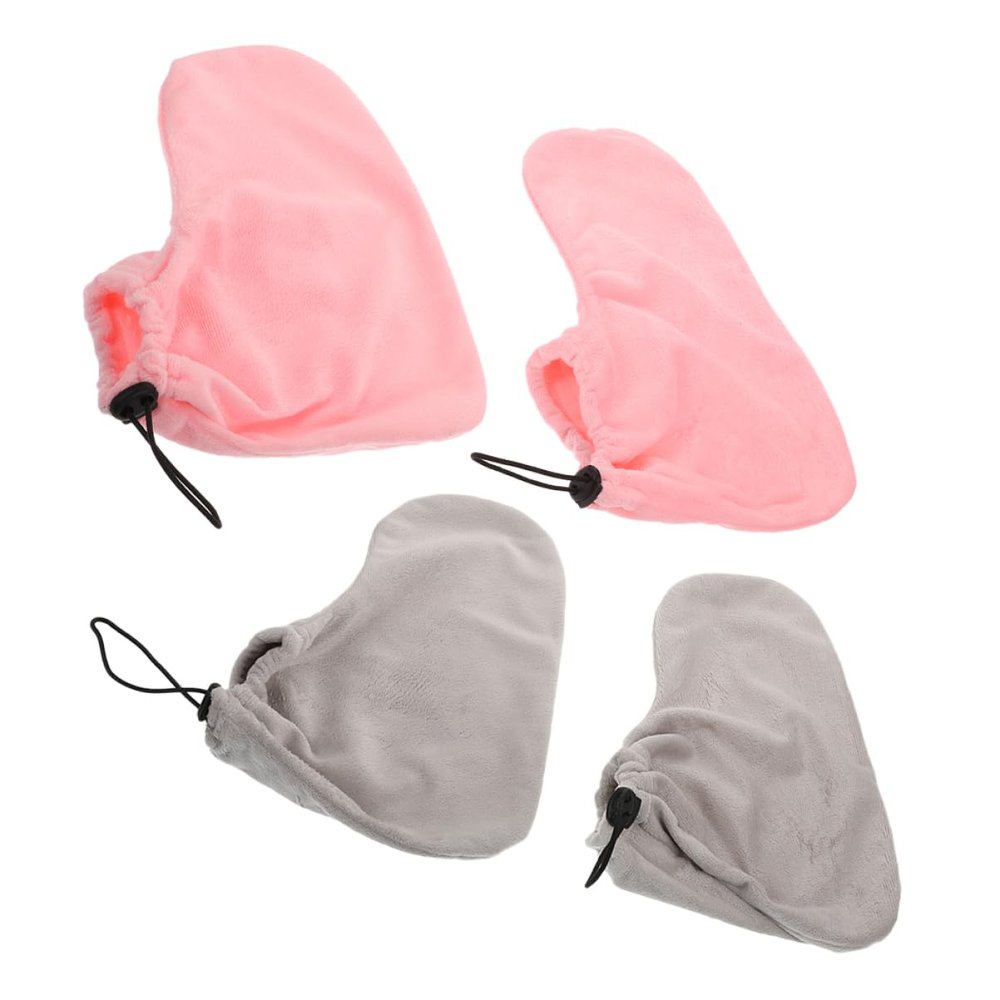 HONMEET 2pairs Paraffin Wax Therapy Foot Covers Moisturizing Foot Wraps for Cracked Heels Light Pink Gray Reusable Heat Retaining Treatment for Home Salon Use