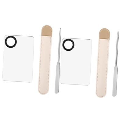 Beatifufu 2sets Stainless Steel Cosmetic Mixing Spatula Foundation and Nail Polish Mixing Tools for Even Application for Beauty Projects