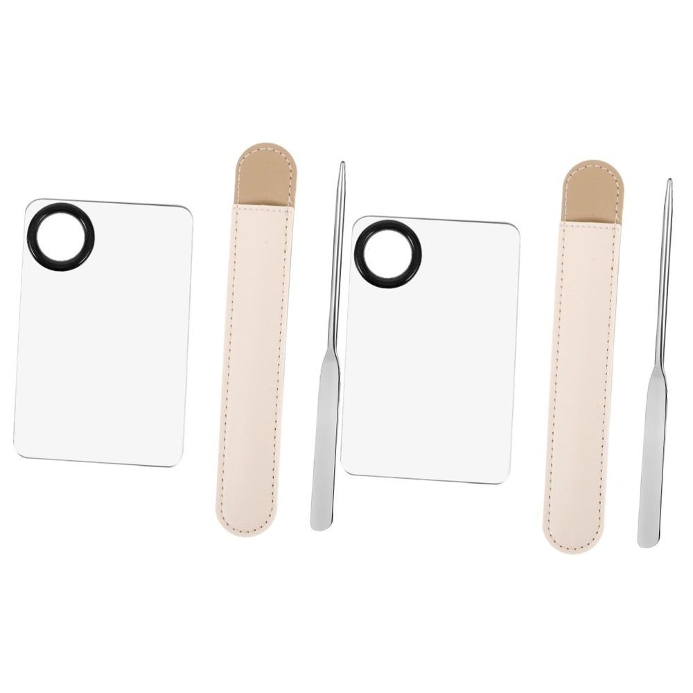 Beatifufu 2sets Stainless Steel Cosmetic Mixing Spatula Foundation and Nail Polish Mixing Tools for Even Application for Beauty Projects