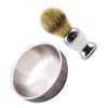 TOVINANNA 2pcs Shaving Brush Set with Soap Bowl Ergonomic Design for Dense Foaming Durable Nylon Hair Brush and Silver Shaving Mug Men view 1