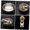 TOVINANNA 2pcs Shaving Brush Set with Soap Bowl Ergonomic Design for Dense Foaming Durable Nylon Hair Brush and Silver Shaving Mug Men view 4