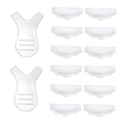 Baluue 12pcs Eyelash Perming Tool Silicone Pads Y-Comb Eyelash Curler for Curled Lashes Reusable Makeup Accessories for Salon and Home Use