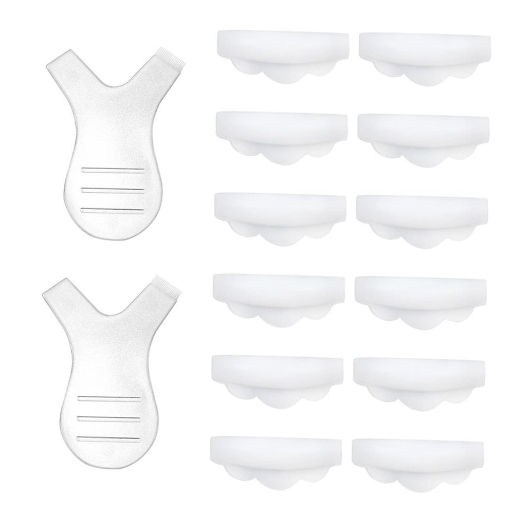 Baluue 12pcs Eyelash Perming Tool Silicone Pads Y-Comb Eyelash Curler for Curled Lashes Reusable Makeup Accessories for Salon and Home Use