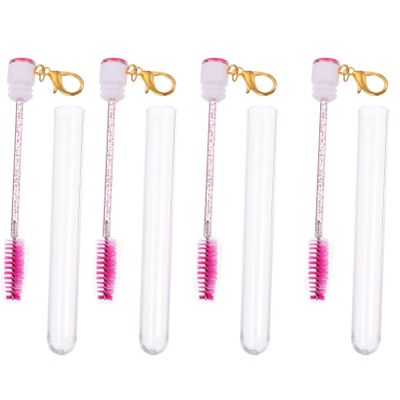 Baluue 4pcs Portable Eyelash Brush Tubes Keychain Long Eyelash Wands for Travel Makeup Artists and Daily Use
