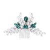 TOVINANNA Bride Rhinestone Side Comb Bridal Hair Accessory Green Wedding Hair Piece view 1