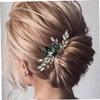 TOVINANNA Bride Rhinestone Side Comb Bridal Hair Accessory Green Wedding Hair Piece view 2