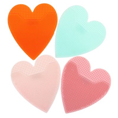 Didiseaon 4pcs Heart-Shaped Facial Cleansing Brushes Soft Manual Skin Care Tools for Women for Home Beauty Shops Adorable Design and Transparent Pink