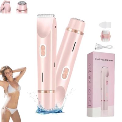 2-in-1 Electric Shaver for Women, Dual Head Shaver Women, Electric Bikini Trimmer, Wet & Dry Use Hair Removal