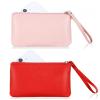 2 Pack Small Zipper Pouch Mini Makeup Bag for Purse Lipstick Cosmetic Travel Make Up Organizer for Women Essentials Feminine Products, Car Change Coin Holder 8x5 Phone Wristlet Wallet, Pink Red view 1