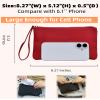 2 Pack Small Zipper Pouch Mini Makeup Bag for Purse Lipstick Cosmetic Travel Make Up Organizer for Women Essentials Feminine Products, Car Change Coin Holder 8x5 Phone Wristlet Wallet, Pink Red view 2