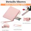 2 Pack Small Zipper Pouch Mini Makeup Bag for Purse Lipstick Cosmetic Travel Make Up Organizer for Women Essentials Feminine Products, Car Change Coin Holder 8x5 Phone Wristlet Wallet, Pink Red view 3
