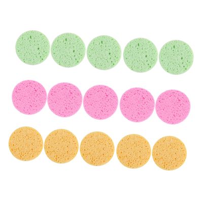 PAMINGONO 15pcs Rounded Makeup Applicators Soft Face Cleaning Sponges for Makeup Application and Removal Gentle Diameter Powder in Yellow Pink Green for Daily Use