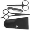 SOESFOUFU 1set Stainless Steel Beard Care Scissors and Comb Kit Storage Pouch for Men Grooming and Trimming Barber Shop view 1
