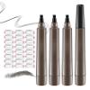 3Pcs Eyebrow Tattoo Pen,Waterproof 4 Point Eyebrow Makeup Pencil,Microblading Eye Brow Pencils for Women,Lasting Smudge-proof Highly Pigmented Brow Pen with 24Pcs Eyebrow Stencils(Grey) view 1