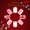 CEWEWP Square Christmas Press on Nails Short Fake Nails with Ribbon Candy Cane Stripe Snowflake Bow Design Glitters Xmas False Nails Glossy False Nails 24 Pcs Acrylic Stick on Nails for Women view 3