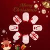 CEWEWP Short Christmas Press on Nails Red French Fake Nails Square Shape False Nail Tips with Elk and Bow Knot Designs Cute Santa Hat French Tip Press on Nails for Women Christmas Decorations 24pcs view 3
